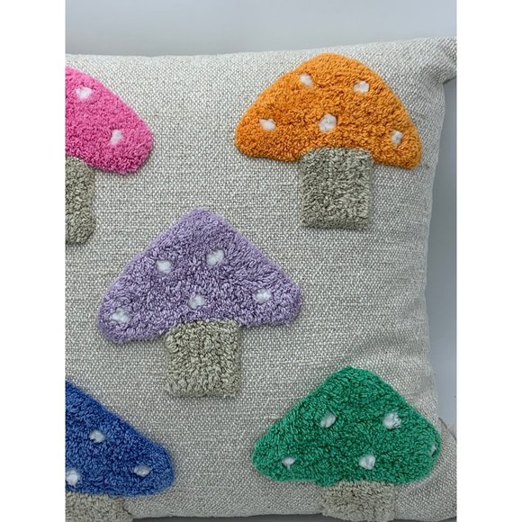 Brocante Multi Colored Mushroom Decorative Throw Pillow 20" x 20" - Picture 4 of 7
